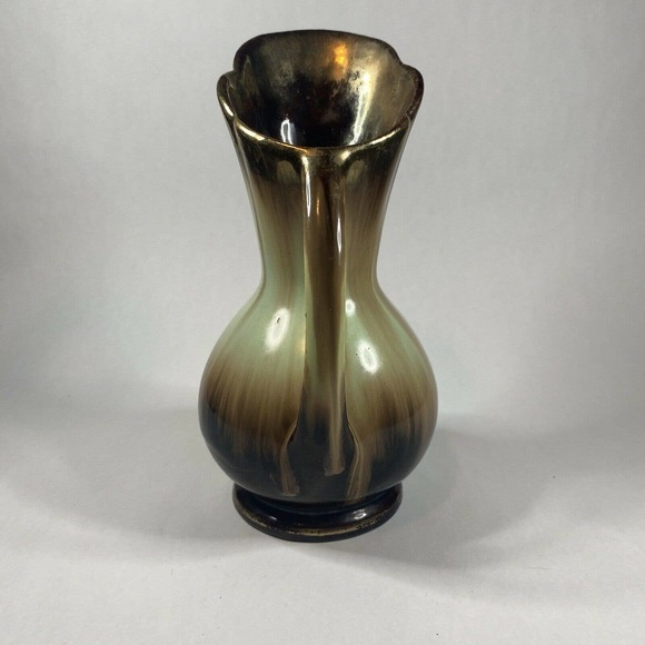 Art Pottery Vase Drip Glaze Turquoise Brown Ceramic 7" West Germany Beautiful! - Picture 4 of 12